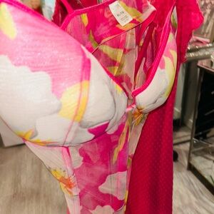 La SENZA Pink and White Floral Lace Bra